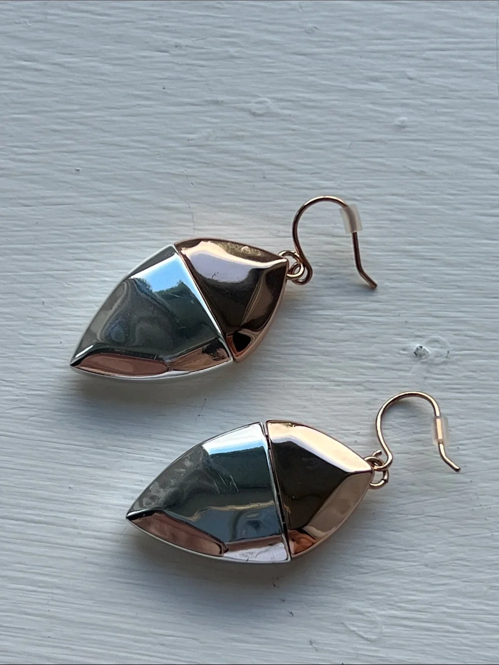 Polished Italian 2-Tone Geometric Drop Earrings